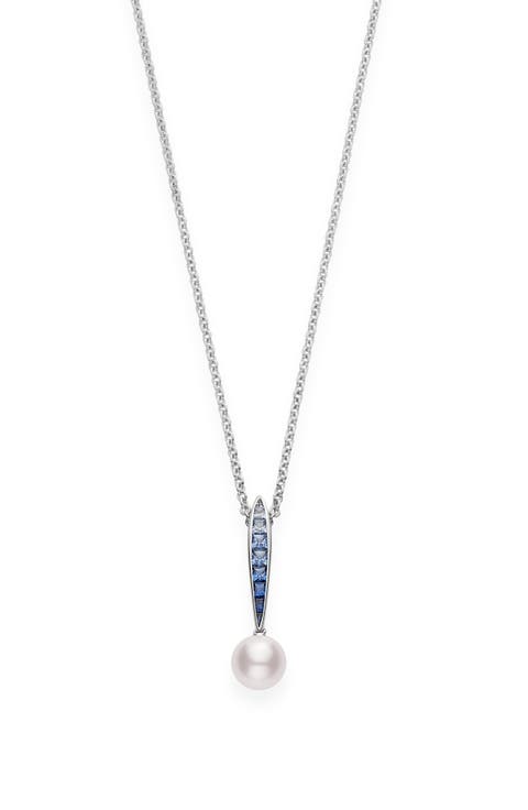 Ocean Sapphire & Pearl Pendant Necklace
