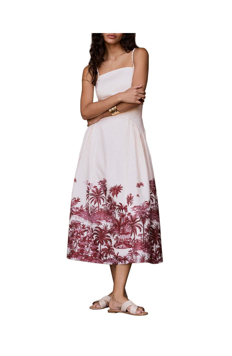 MINT VELVET Palm Print Midi Dress, Alternate, color,