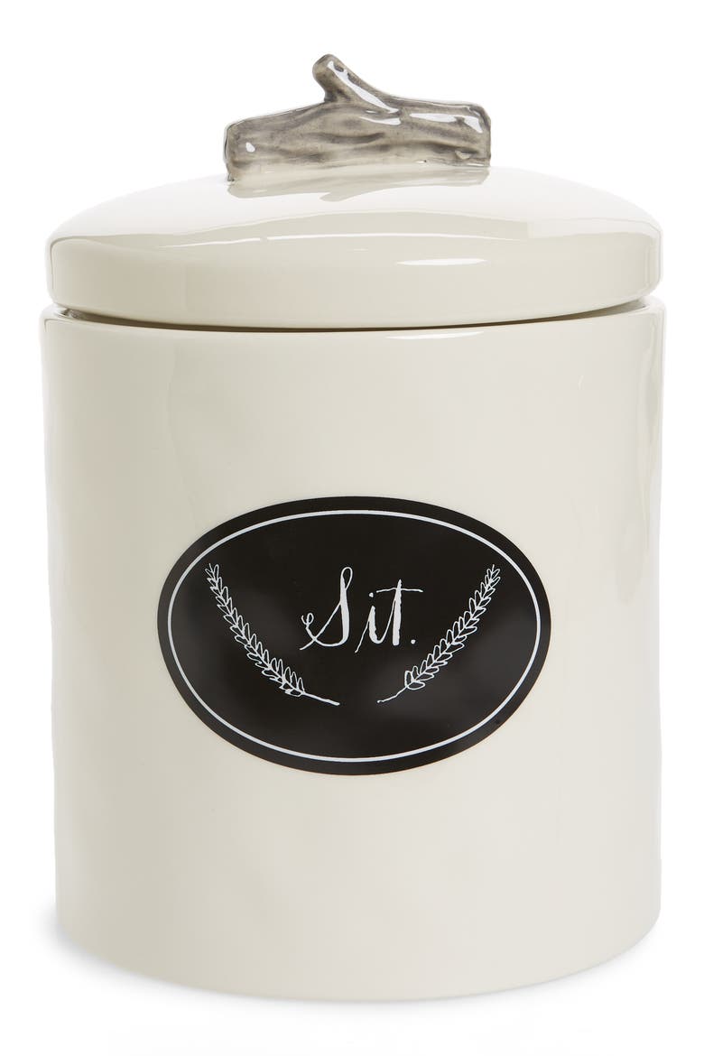 Sit Dog Treat Jar, Main, color, WHITE