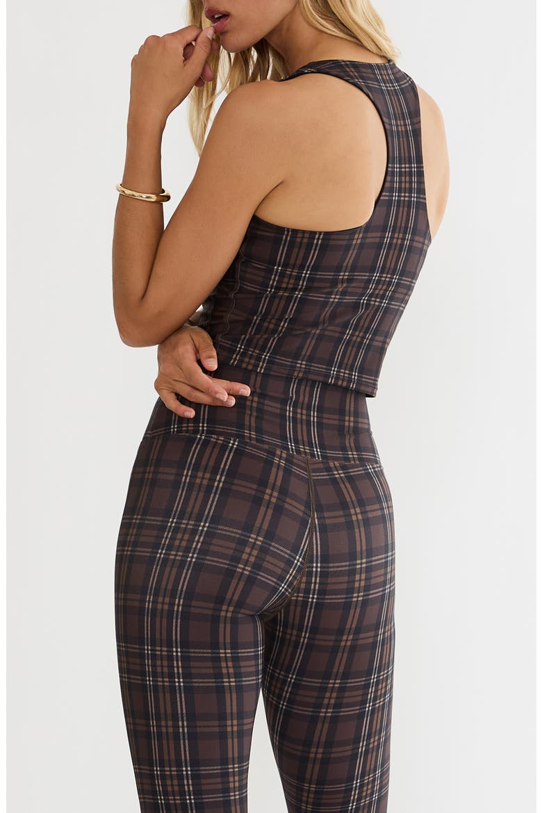 Yara Print Racerback Crop Tank, Alternate, color, CHOCOLATE BAR PLAID
