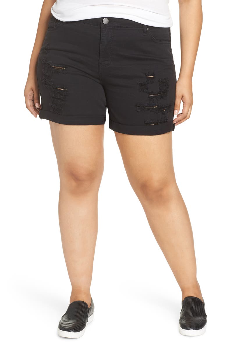 Fourteenth Place Tinsel Ripped Bermuda Shorts, Main, color,