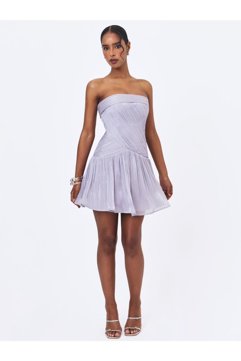 Yalena Crystal Organza Strapless Mini Dress, Alternate, color, Lavender