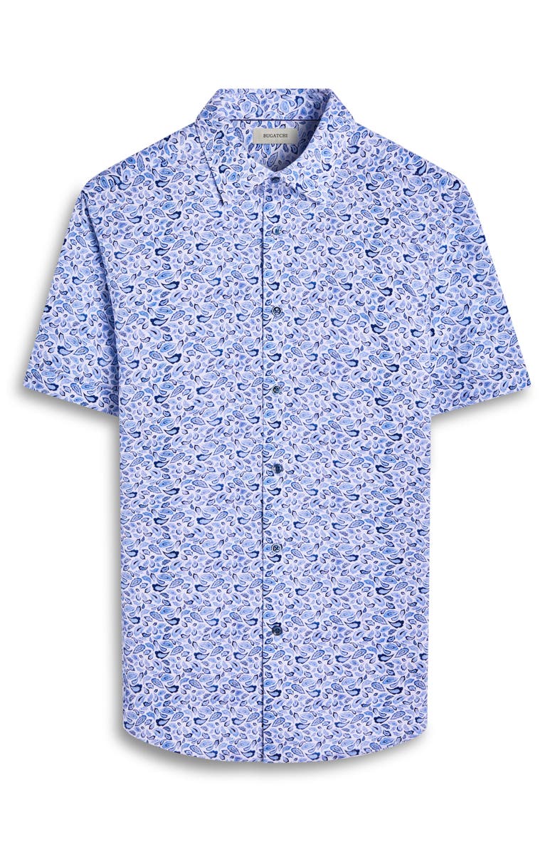 Bugatchi Miles OoohCotton<sup>®</sup> Short Sleeve Button-Up Shirt, Alternate, color, Classic Blue