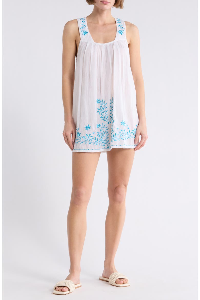 Embroidered Cover-Up Dress, Main, color, WHITE