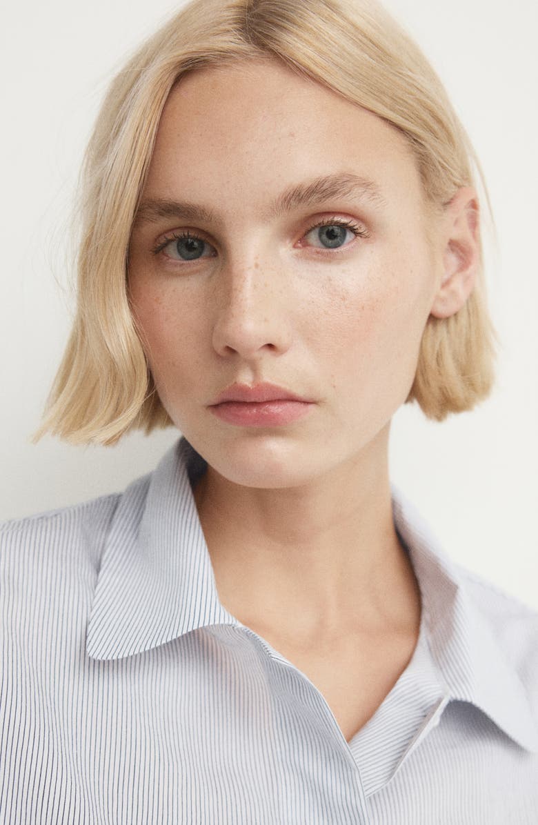 MANGO Stripe Cotton Blend Pajama Top, Alternate, color, White