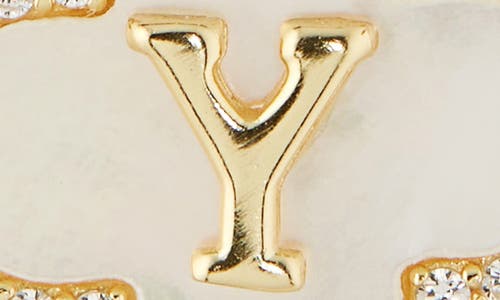 Argento Vivo Sterling Silver Clover Mother-of-pearl Initial Pendant Necklace In Gold