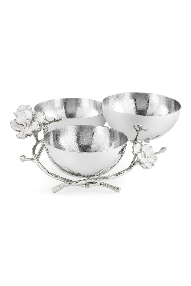Silver Orchid Triple Bowl, Alternate, color, SILVER