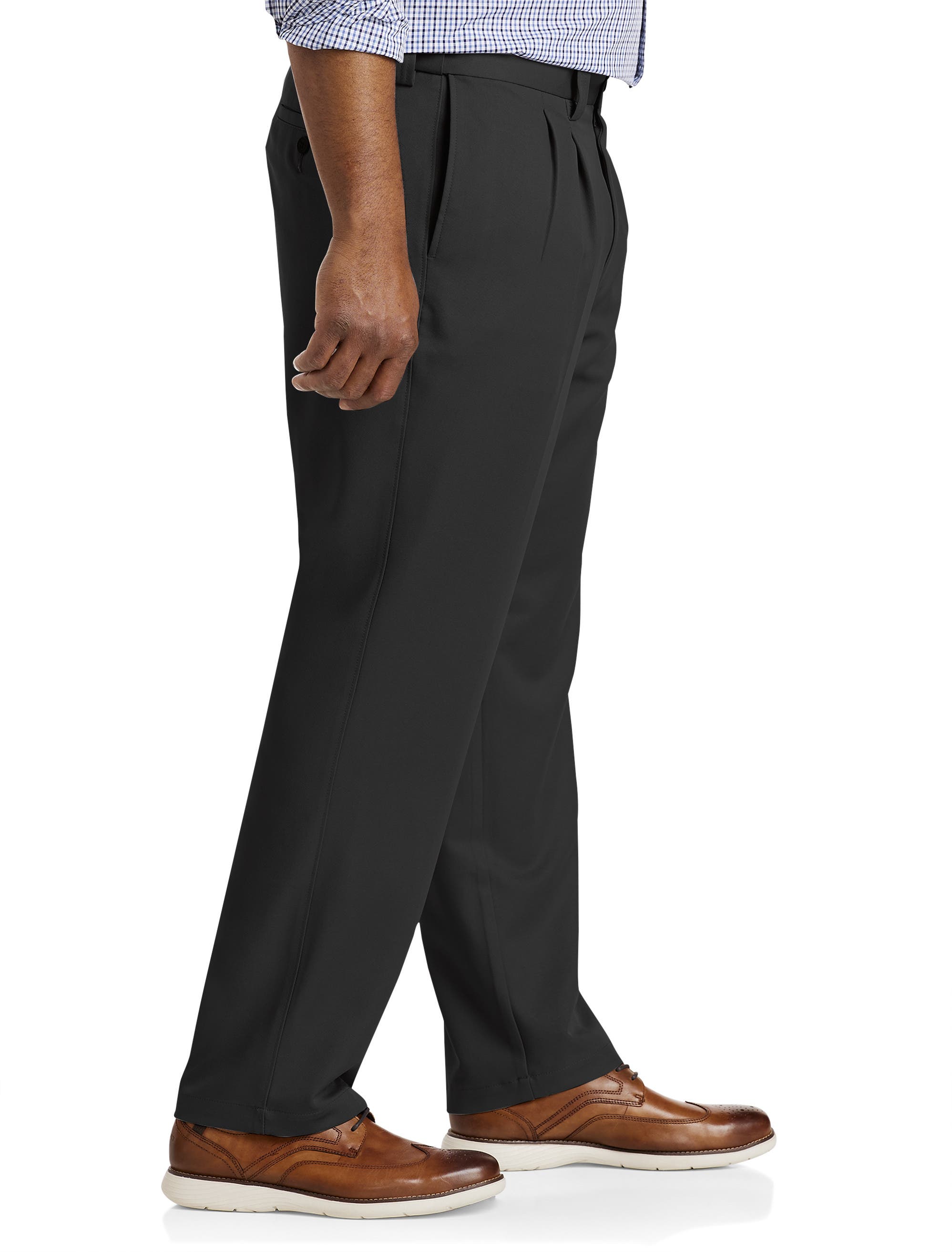 Oak Hill by DXL Big & Tall Waist-Relaxer Pleated Microfiber Pants