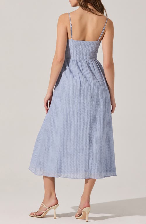 Astr The Label Textured V-neck Midi Dress In Dusty Blue