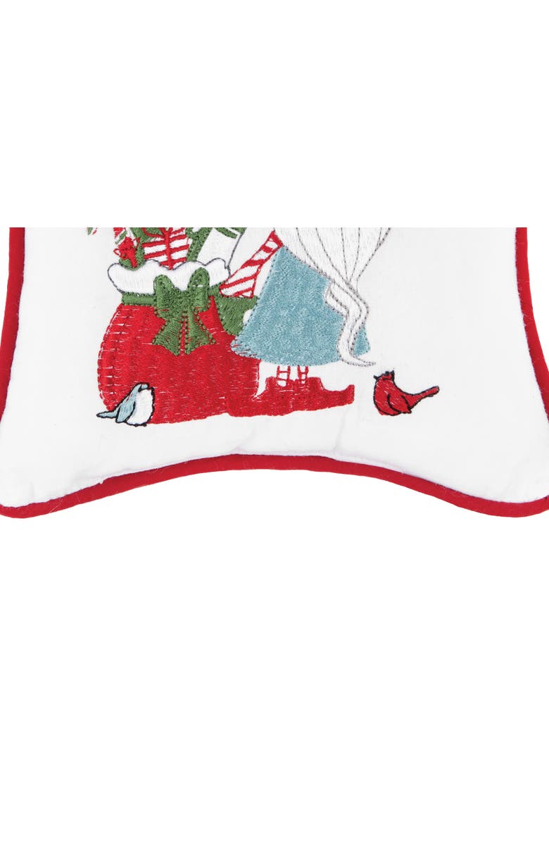 C&F Home Gnome Presents Embroidered Cotton Small/Petite Accent Pillow, 8" x 8", Alternate, color, White