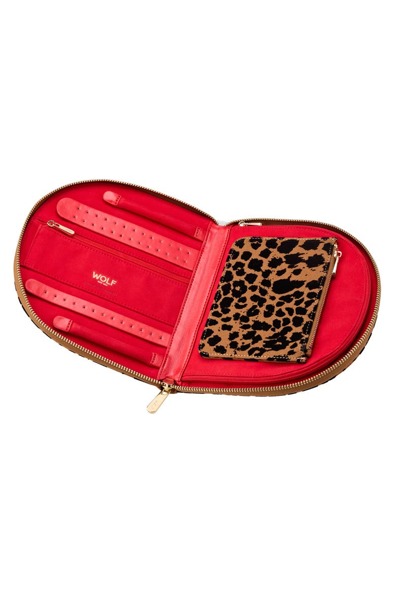 Savanna Leopard Print Jewelry Portfolio, Alternate, color, Tan/Black