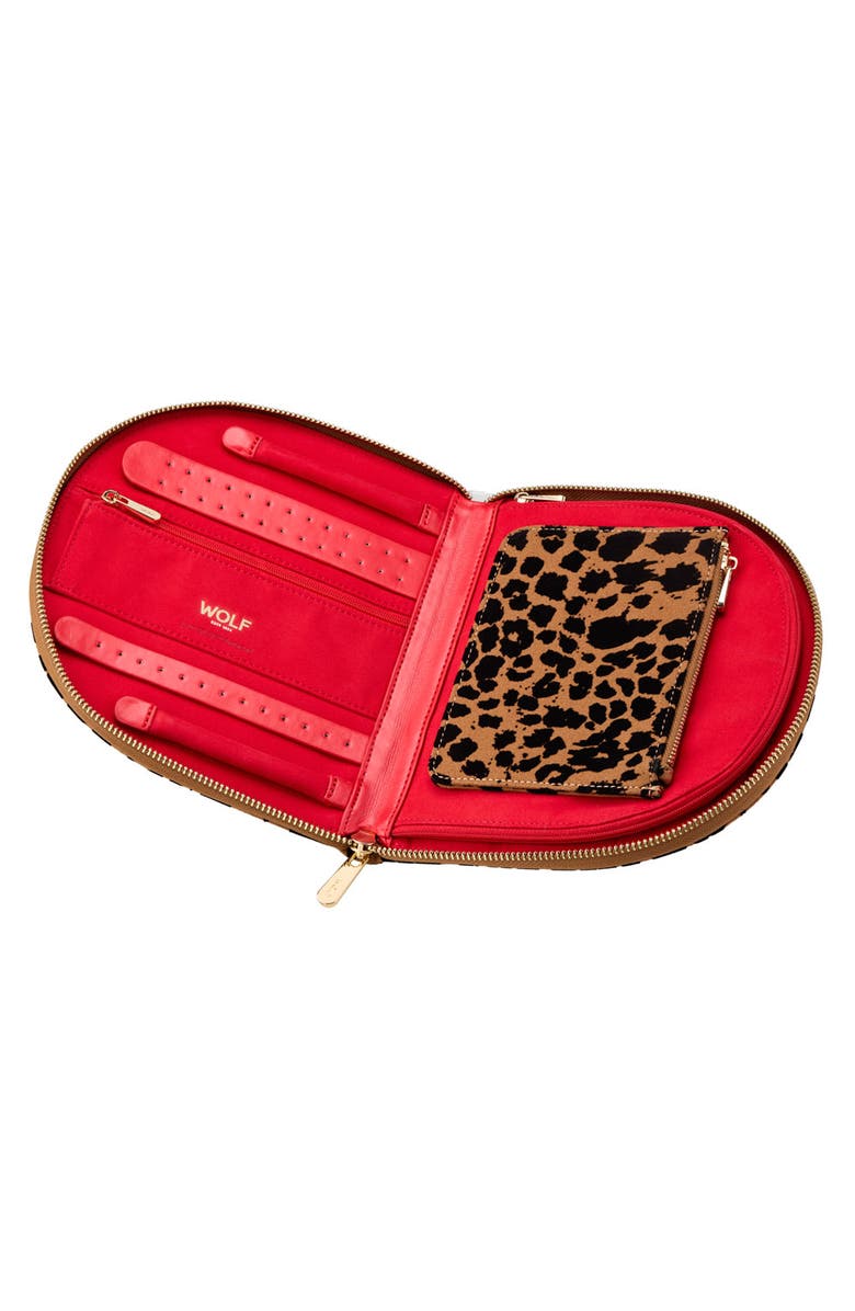 WOLF Savanna Leopard Print Jewelry Portfolio, Alternate, color, Tan/Black