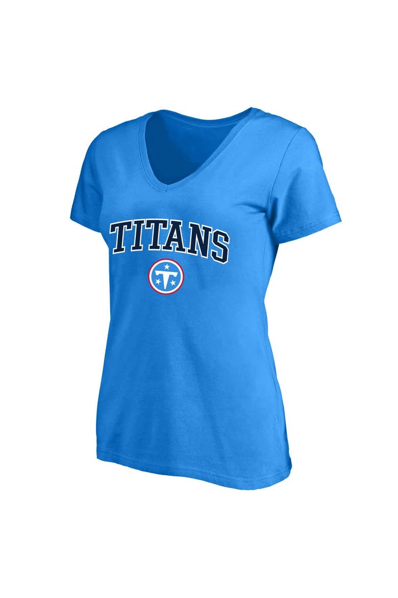 Women's Fanatics Light Blue Tennessee Titans Plus Size Arch Over Logo V-Neck T-Shirt, Main, color, Light Blue