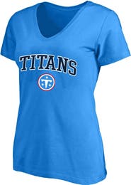 FANATICS Women's Fanatics Light Blue Tennessee Titans Plus Size Arch Over Logo V-Neck T-Shirt