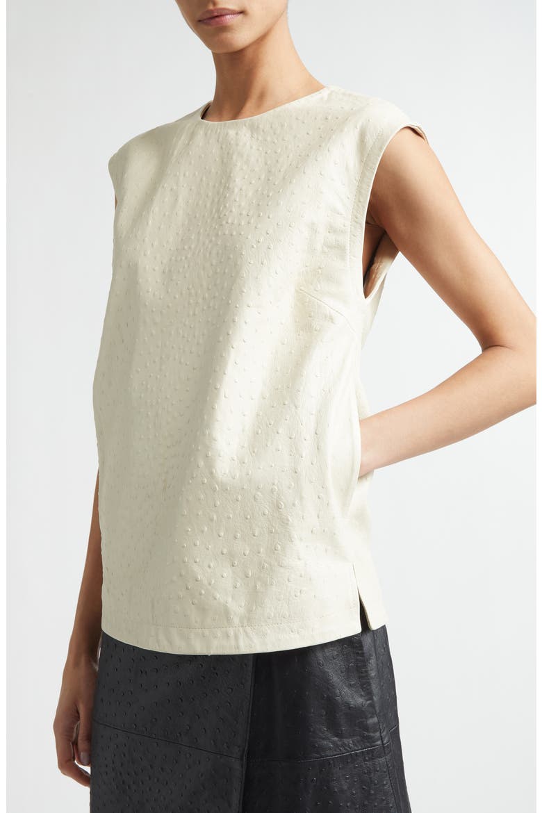 Fiza Ostrich Embossed Lambskin Leather Top, Alternate, color, IVORY