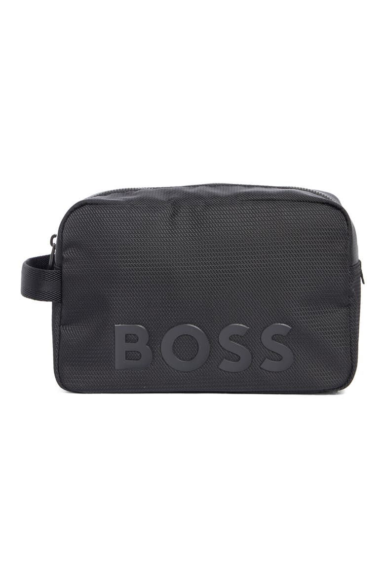 Catch 2.0 Recycled Polyester Washbag, Main, color, BLACK