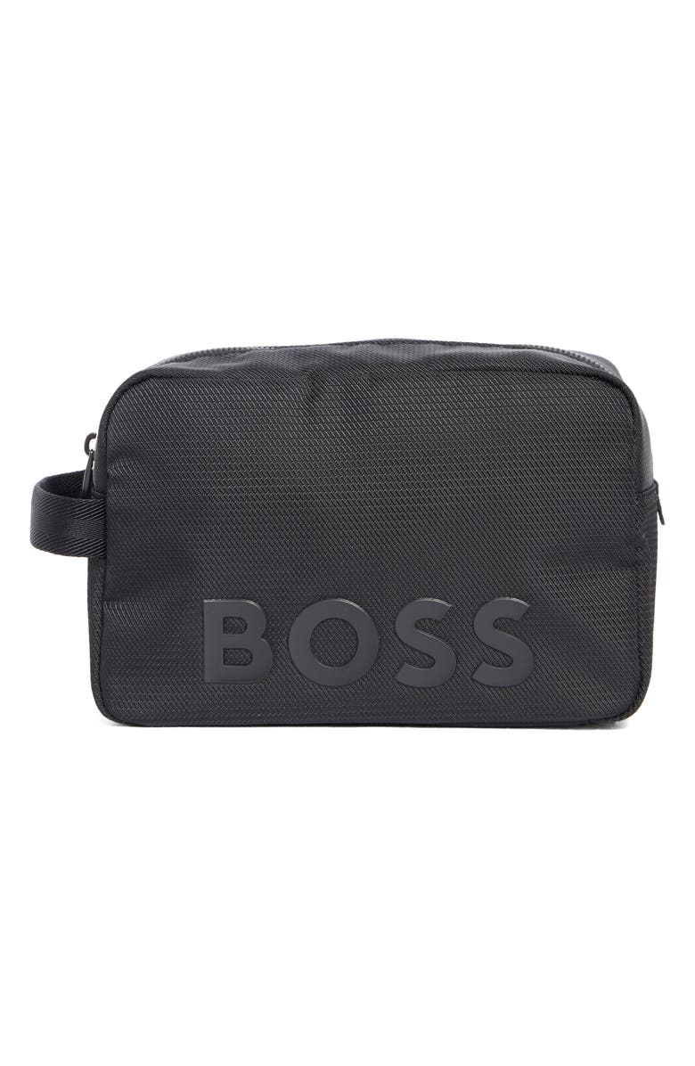 BOSS Catch 2.0 Recycled Polyester Washbag, Main, color, Black