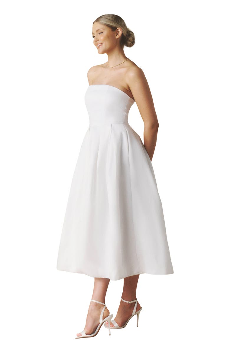 Six Stories Bandeau Bow Back Pleated Midi Dress, Alternate, color, 