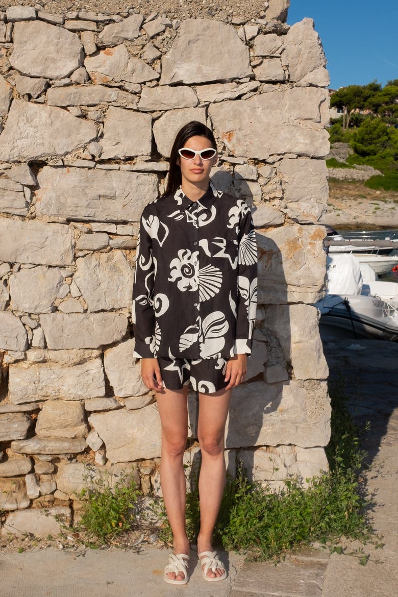 Zanaya Print Button-up Shirt, Alternate, color, Thalassa