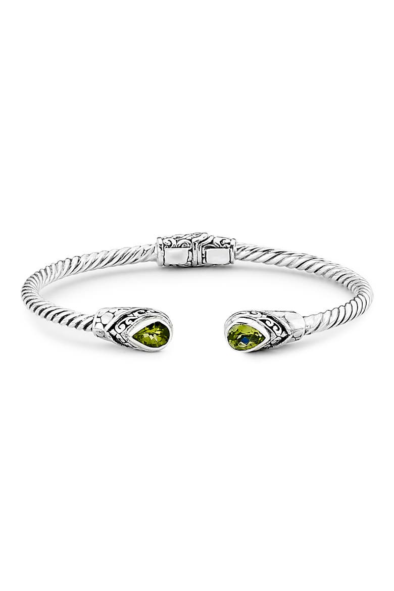 Pear Shape Stone Bangle Bracelet, Main, color, GREEN