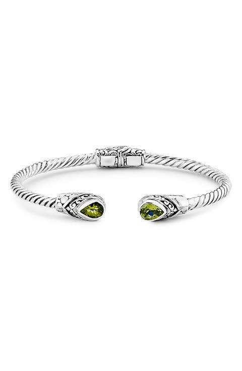 Pear Shape Stone Bangle Bracelet