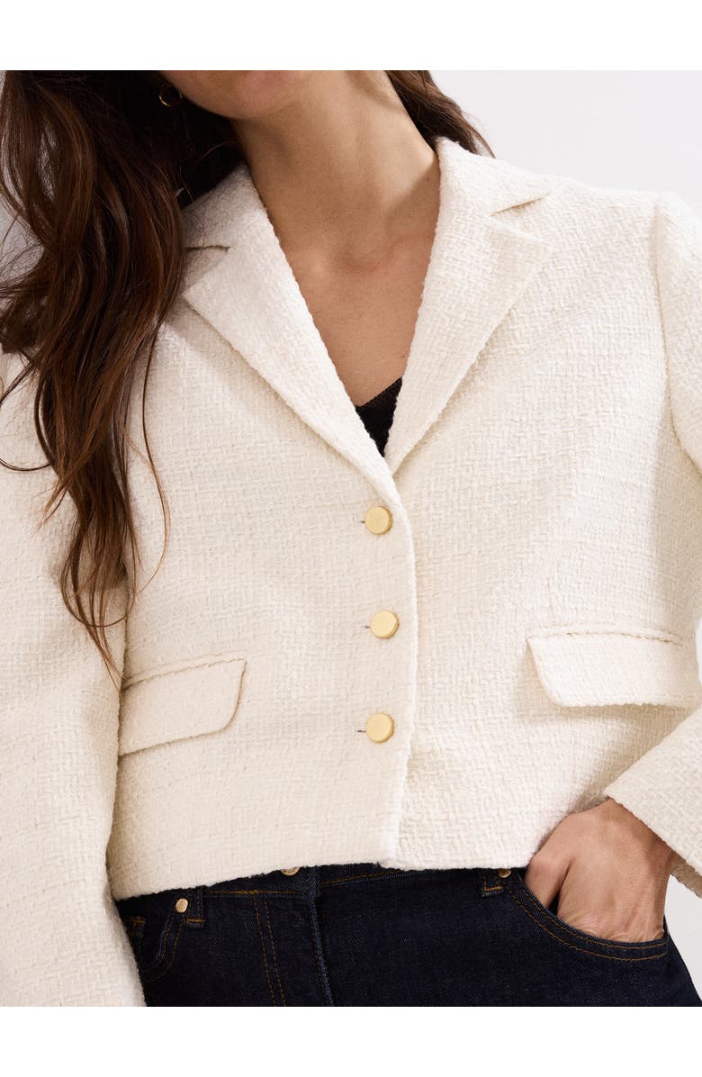 Phase Eight Adria Cropped Textured Jacket Blazer, Alternate, color, Ivory