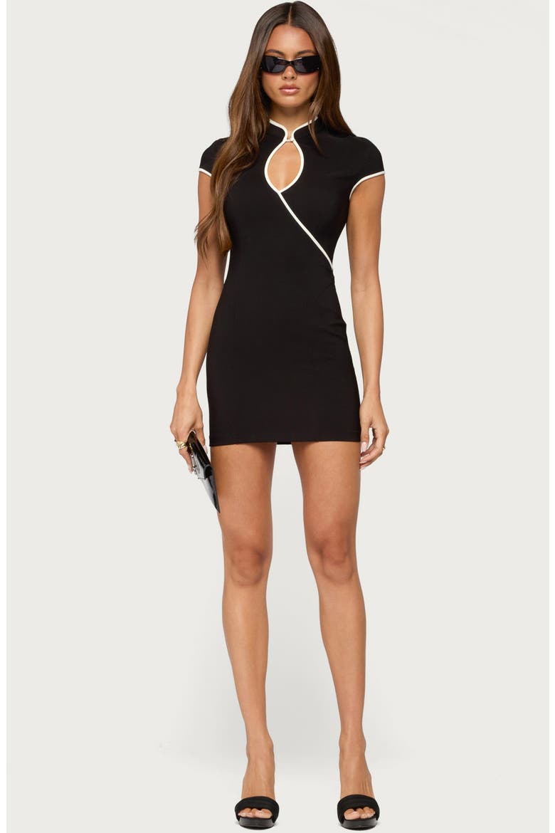 Paira Cutout High Neck Minidress, Alternate, color, BLACK