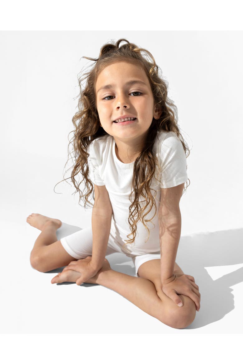 Milk White Kids 2-Piece Short Sleeve & Shorts Pajama Set, Alternate, color, Milk White