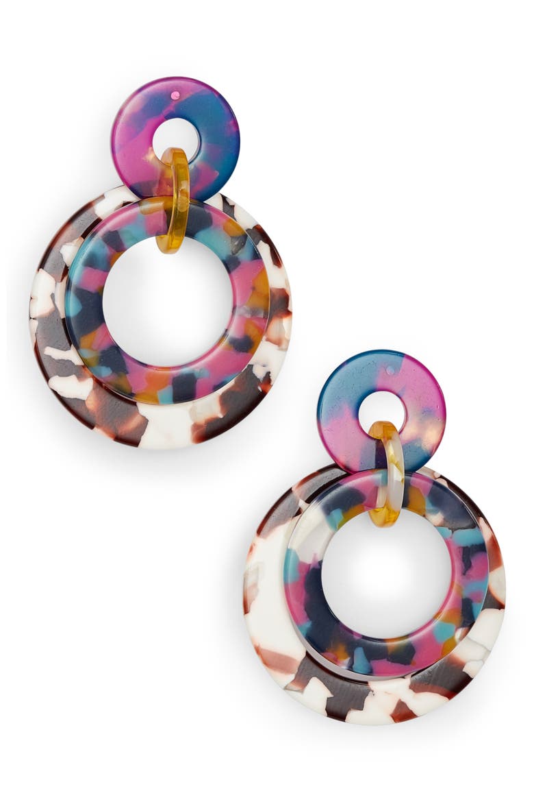 Banded Hoop Earrings, Main, color, JUNGLE PUNCH