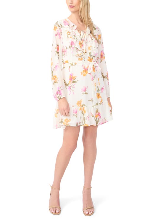 Floral Print Long Sleeve Minidress