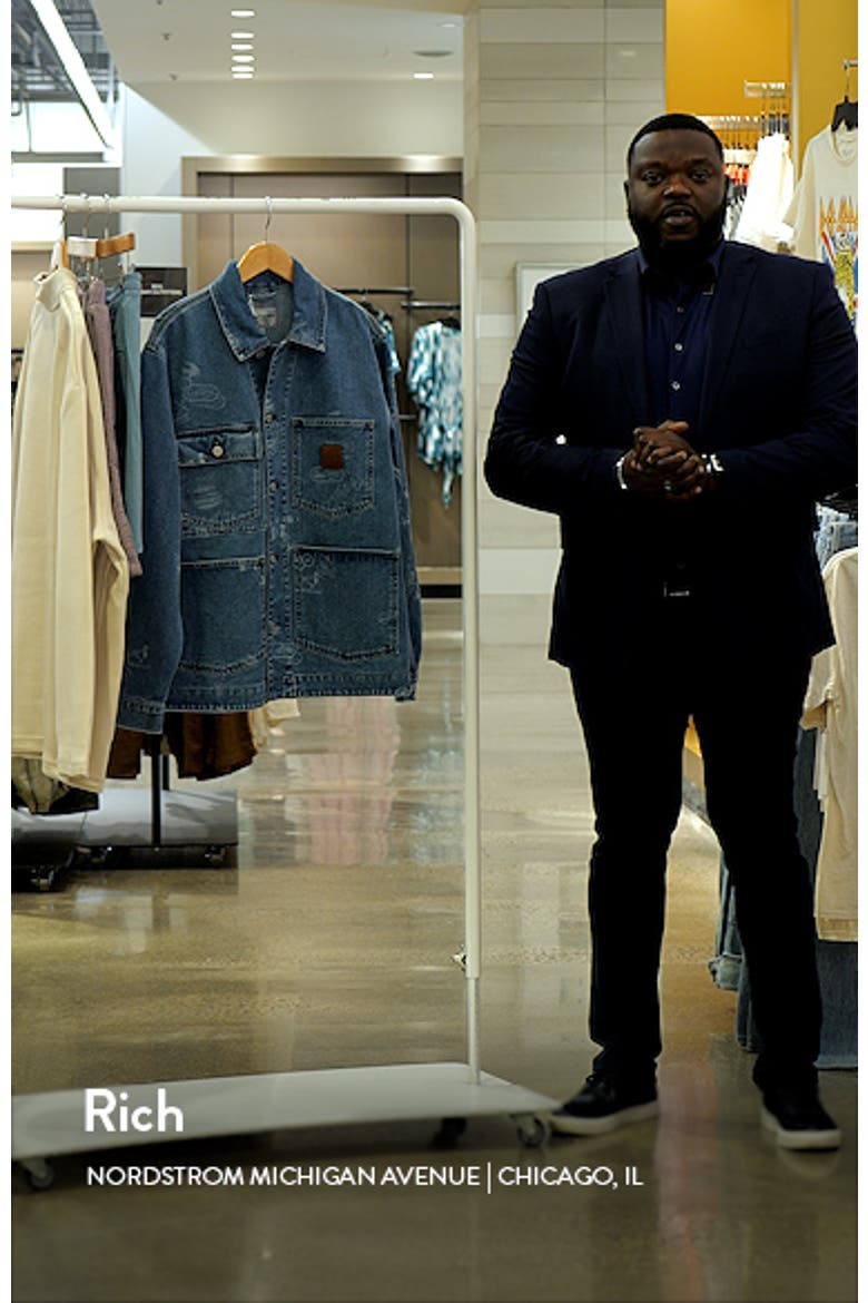 Stamp Print Denim Chore Coat video