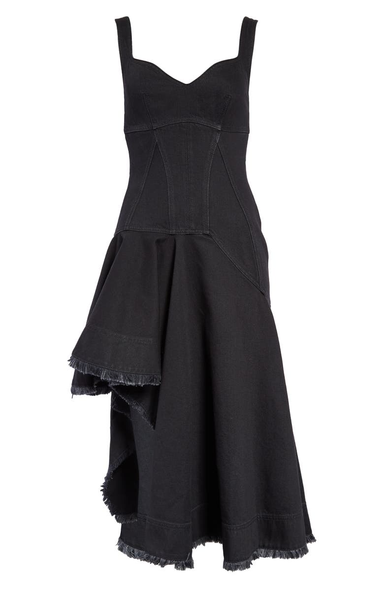 McQueen Asymmetric Denim Dress, Alternate, color, 