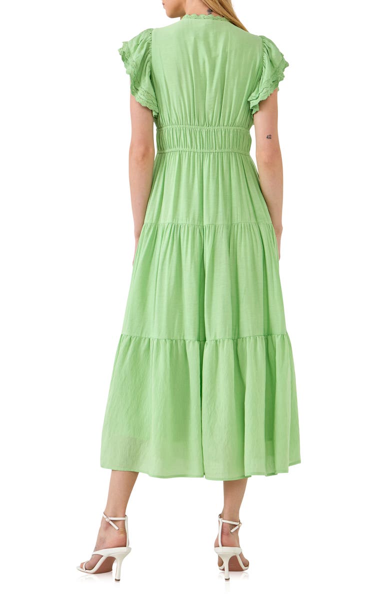 Free the Roses Tiered Flutter Sleeve Midi Dress, Alternate, color,