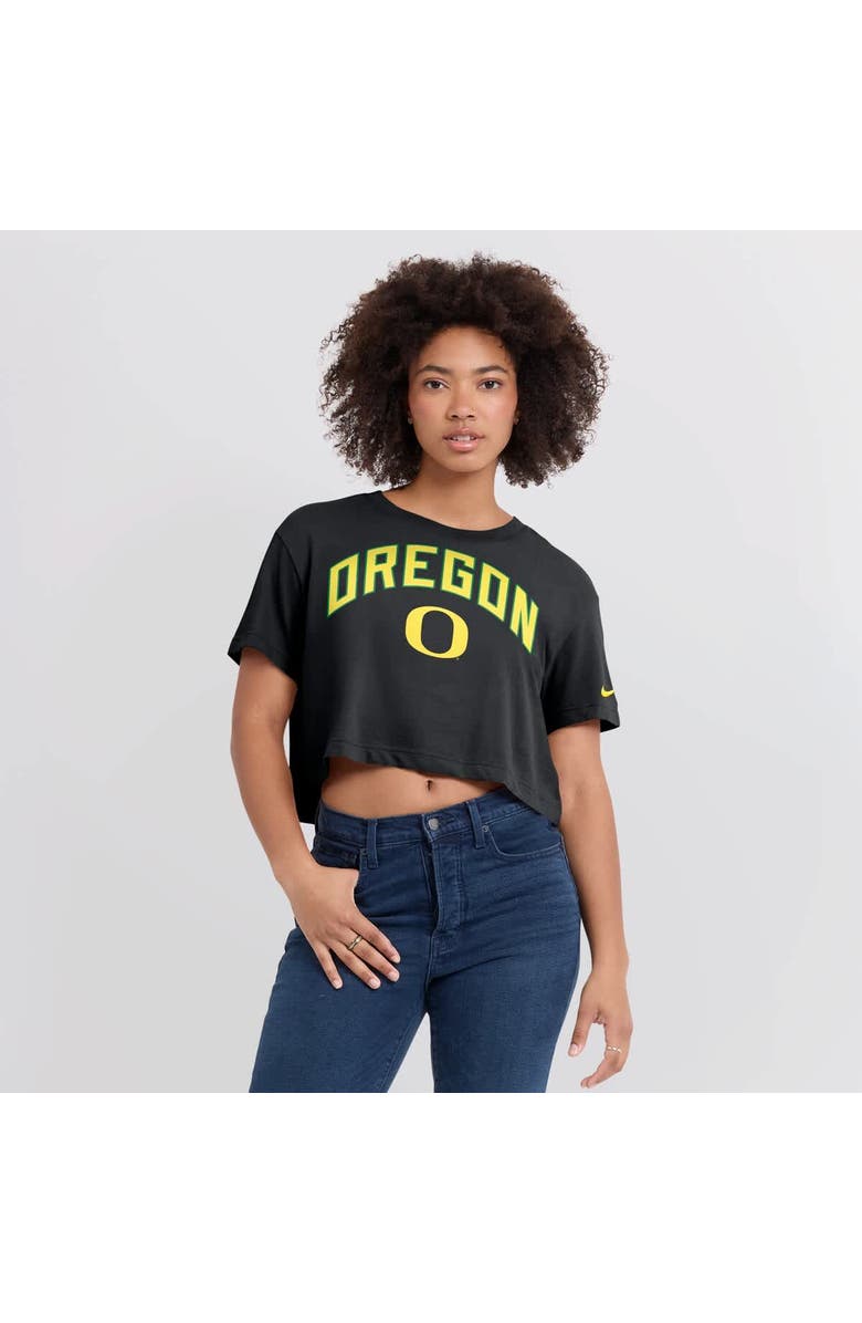 Nike Women's Nike Black Oregon Ducks Athletic Prep Arch Performance Cropped T-Shirt, Alternate, color, Black