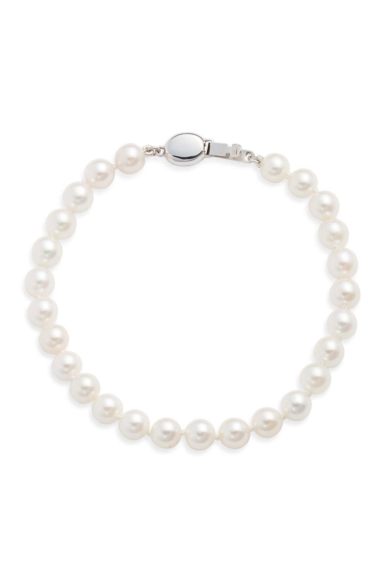 Akoya Pearl Bracelet, Main, color, WHITE- 14K WHITE GOLD
