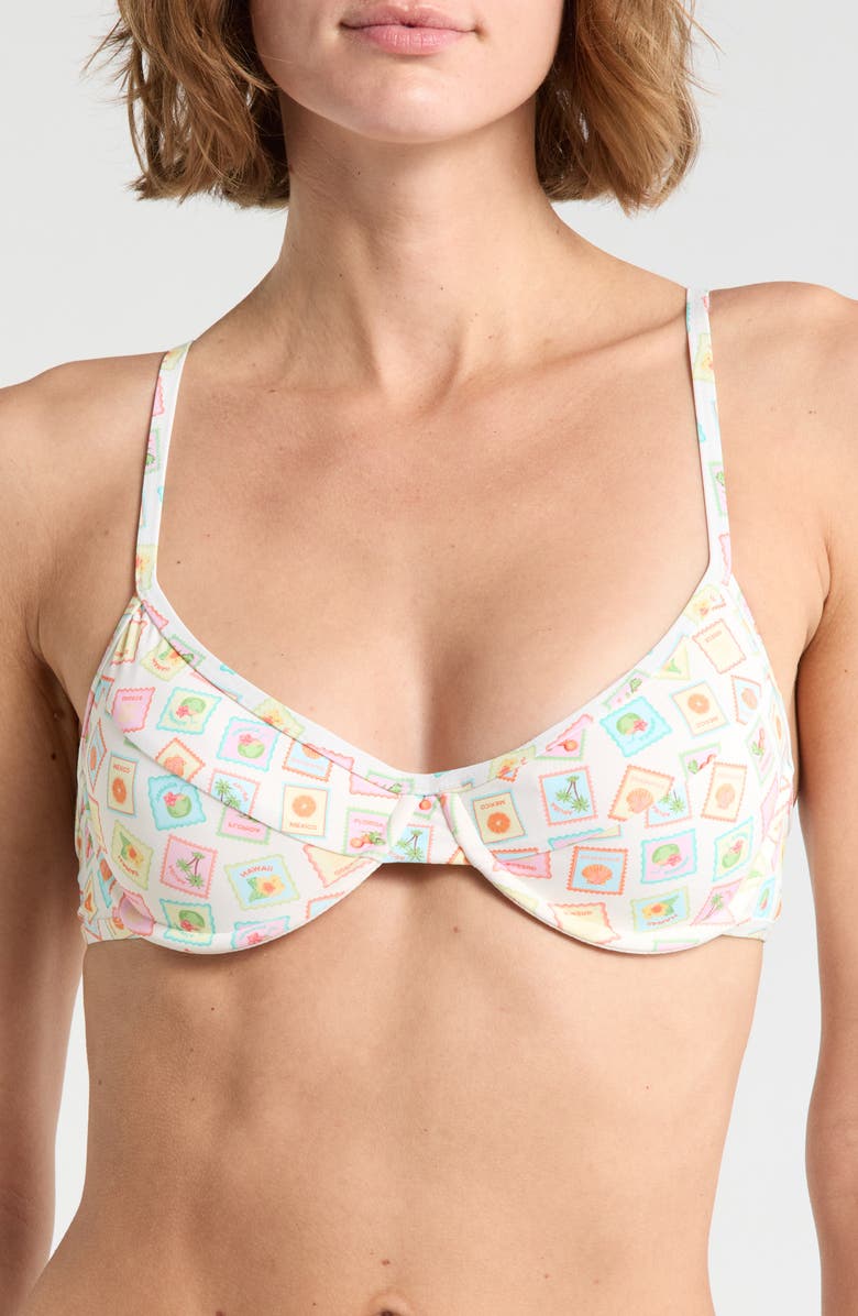 Dippin Daisys West Coast Underwire Bikini Top, Main, color, Collecting Stamps