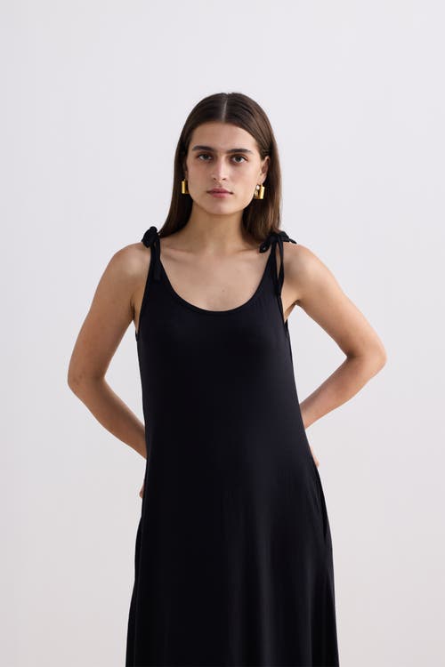 Reistor Shoulder Tie-detail Maxi Dress In Black