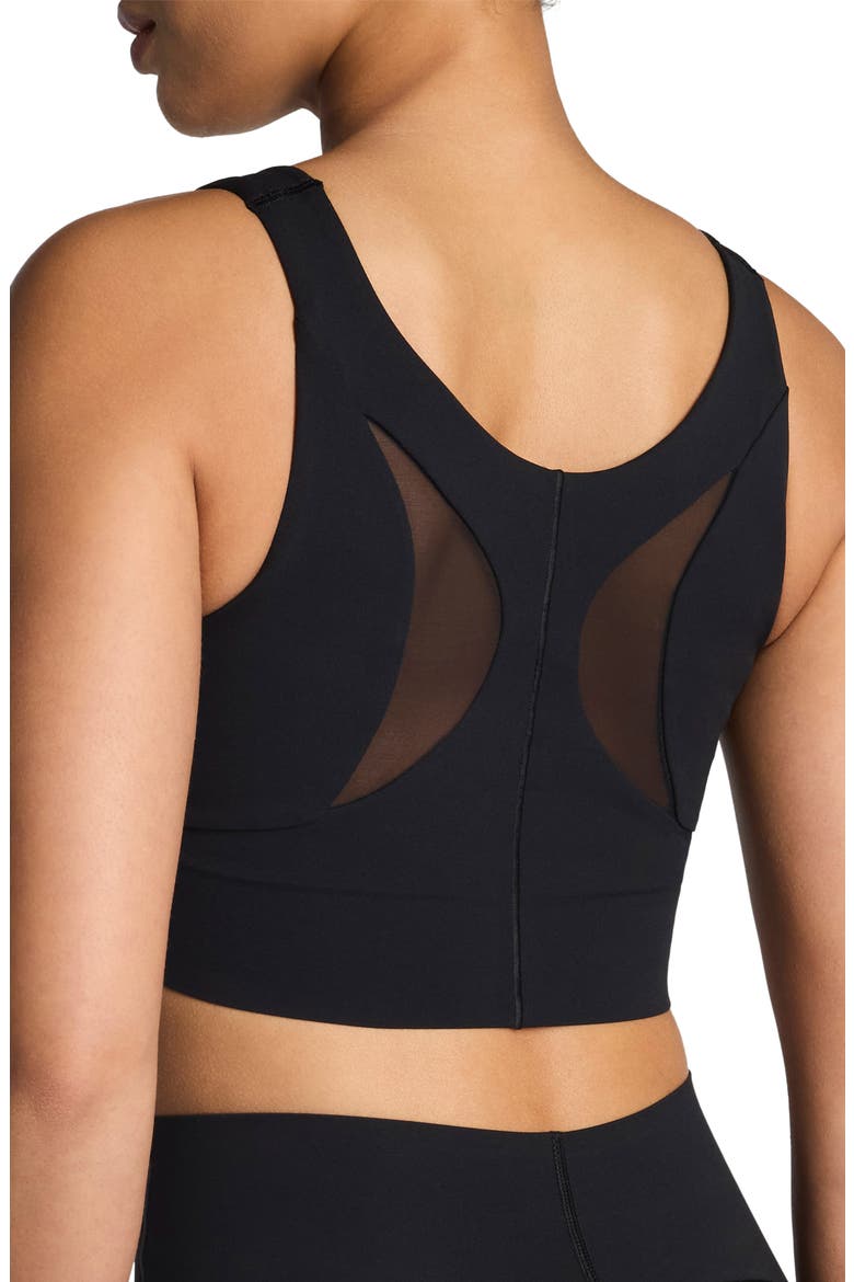 Meshery Longline Sports Bra, Alternate, color, VERY BLACK