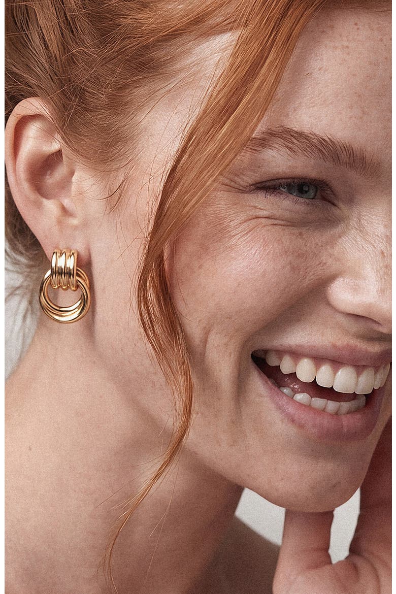 Interlocking Doorknocker Earrings, Alternate, color, GOLD