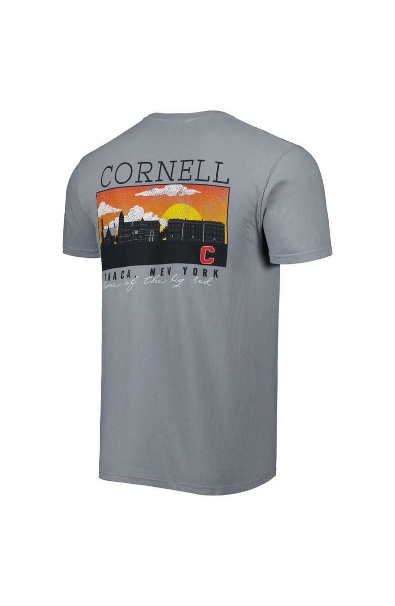 IMAGE ONE Men's Gray Cornell Big Red Campus Scenery Comfort Color T-Shirt, Alternate, color, Gray