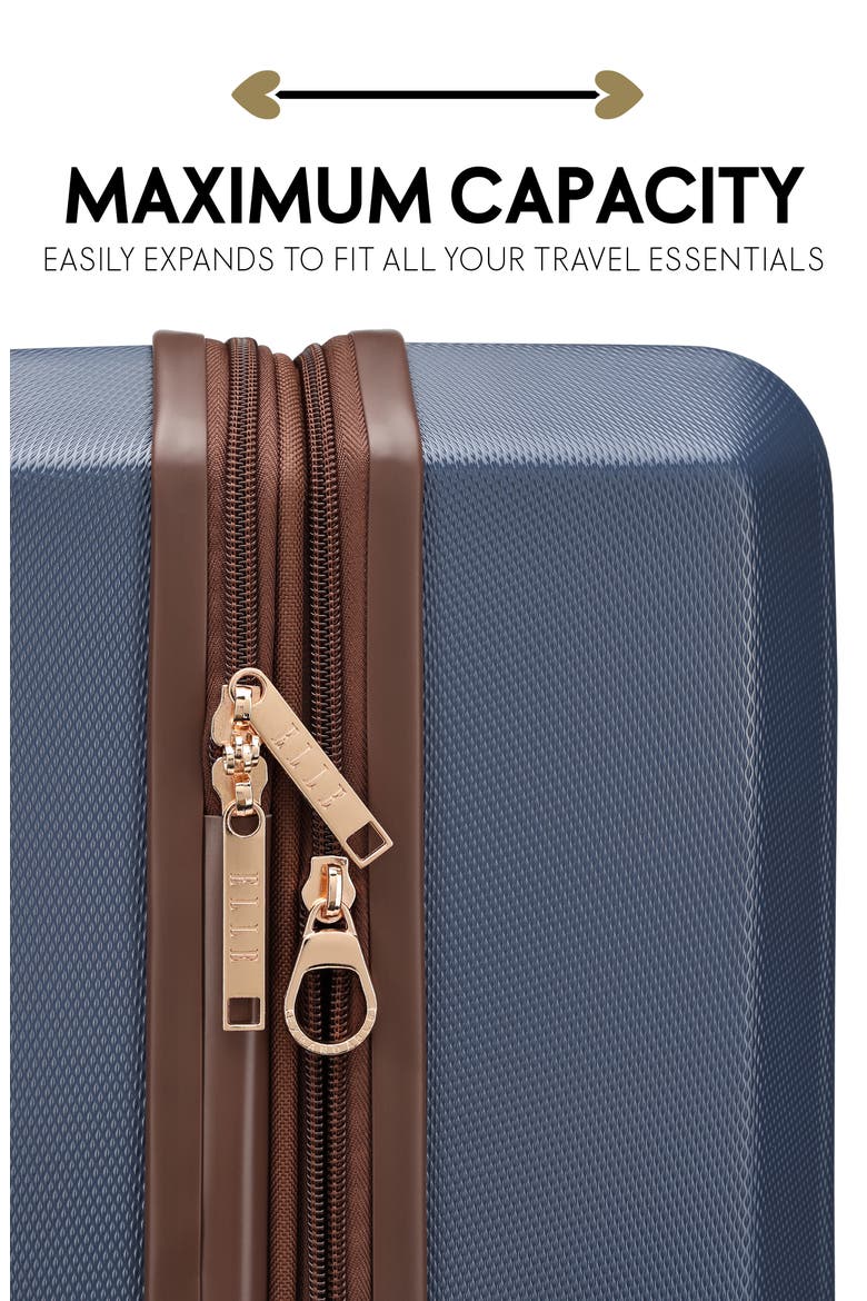 Luxe Journey 3 Piece Expandable Retro Spinner Luggage Set, Alternate, color, Navy