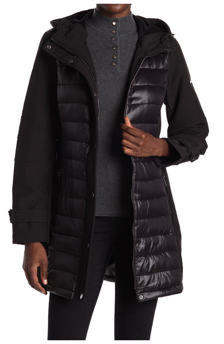 BCBG Mixed Media Puffer Jacket, Main, color, 