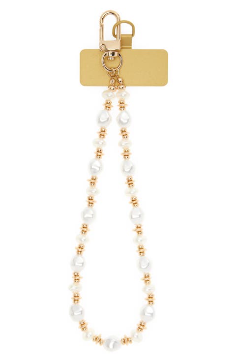 Faux Pearl Beaded Phone Wrist Strap
