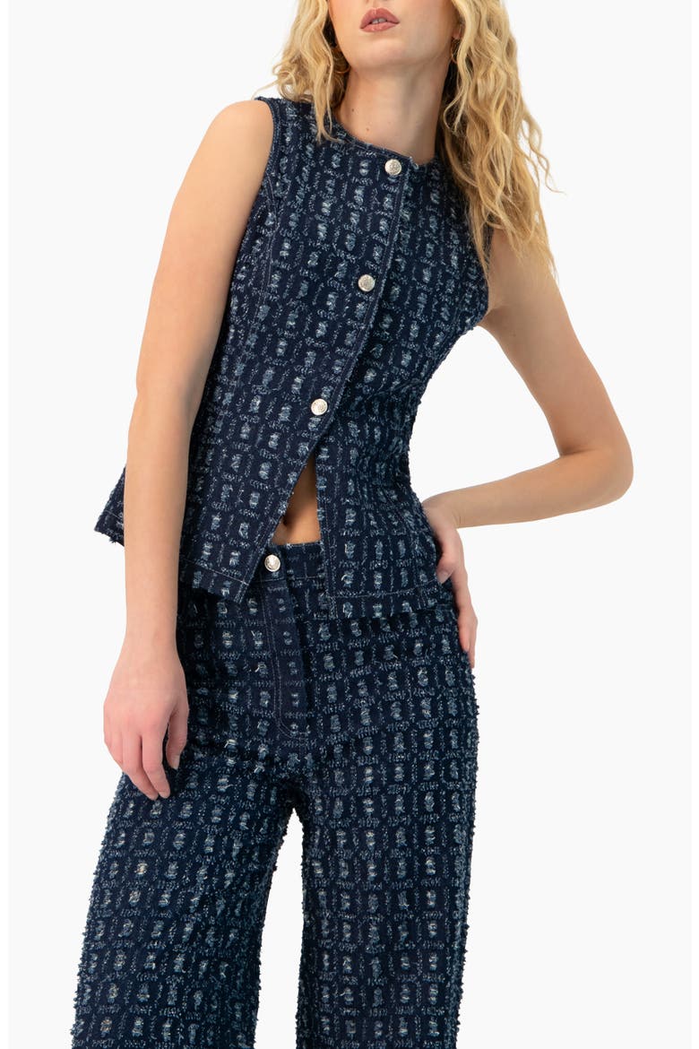 Denim Vest with Front Buttons, Main, color, Navy Blue