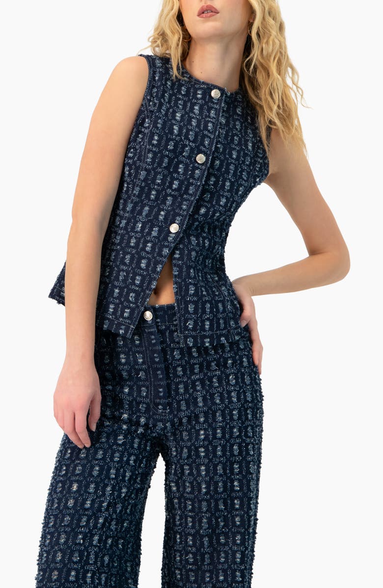 IVONNE Denim Vest with Front Buttons, Main, color, Navy Blue