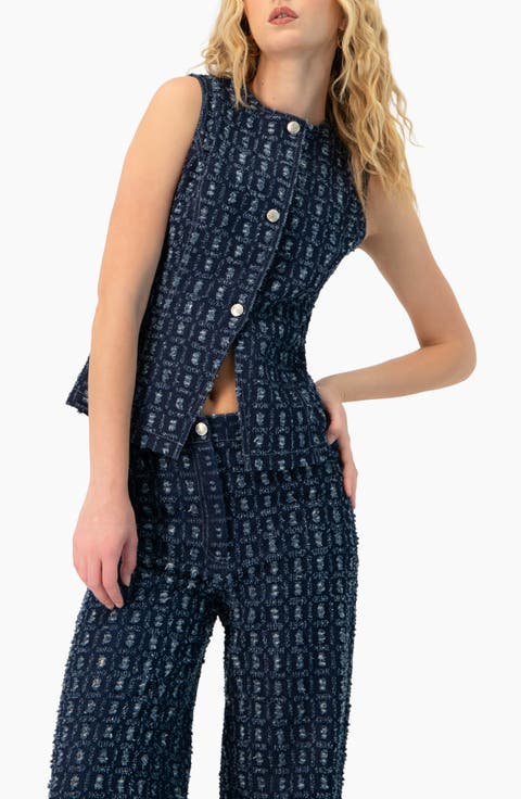 Denim Vest with Front Buttons