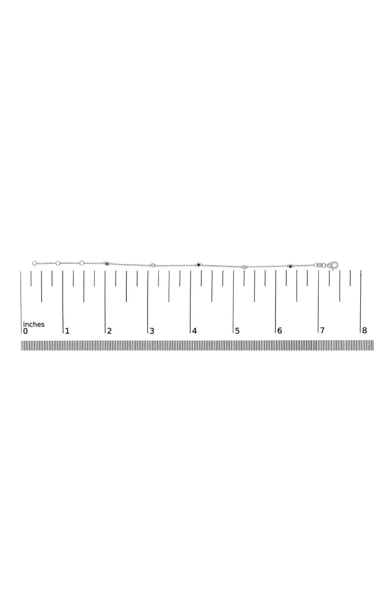 Haus of Brilliance 14K White Gold Alternating Blue Sapphire and Diamond Bezel Station Chain Bracelet, Alternate, color, White