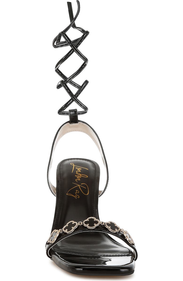 LONDON RAG Ebina Charm Clear Heel Ankle Wrap Sandal, Alternate, color, Black