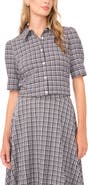 Vince Camuto Plaid Puff Sleeve Button-Up Top