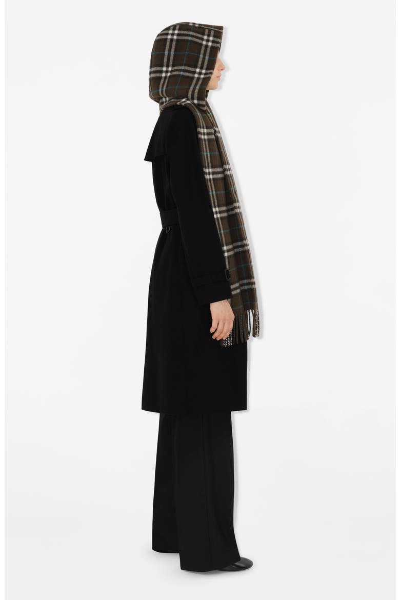 Check Hooded Cashmere Fringe Scarf, Alternate, color, SNUG